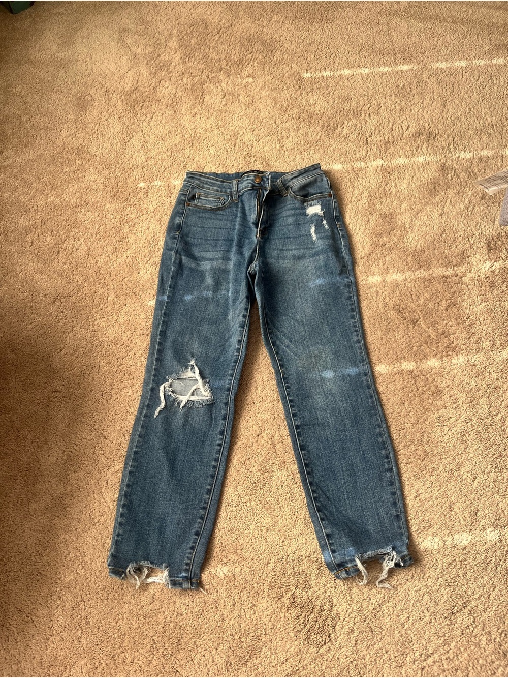 Judy Blue Distressed Dark Blue Boyfriend Jeans